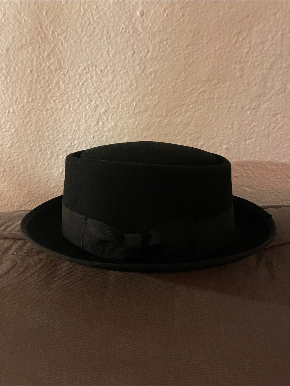 Scala Black Men's Pork Pie Hat with Grosgrain Band